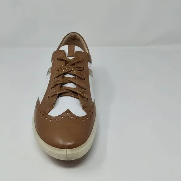 Ecco 40 Size 10.5 Spikeless Womens Golf Shoes Wingtip Brown Leather - Picture 10 of 14